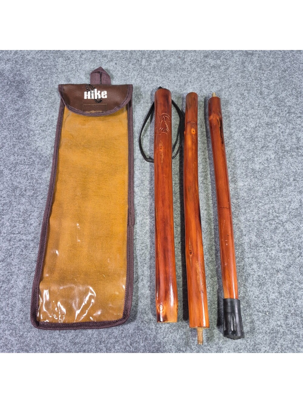 HIKE Wood Walking/Hiking Stick with Compass 47"- 3 Sections and Storage Bag